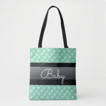 Nombre personalizado Mint Green Polka Dots Baby