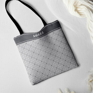 Bolso De Tela Nombre personalizado Moda elegante patrón de clave