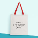 Bolso De Tela Nombre personalizado moderno con un dulce de emerg<br><div class="desc">Este moderno bolso de té es perfecto para cualquier amante de los dulces que quiera mantener sus dulces dulces cerca. Con una tipografía juguetona y moderna que dice "CANDIDATO DE EMERGENCIA" en negrita y escritas a mano, esta bolsa de tocador seguramente atraerá la atención de cualquiera que la vea. Lo...</div>