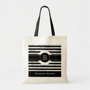 Bolso De Tela nombre personalizado/monograma inicial en blanco y