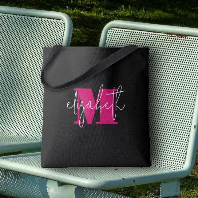 Bolso De Tela Nombre personalizado monograma moderno (Custom Tote Bag by PartyInvitationShop.com)