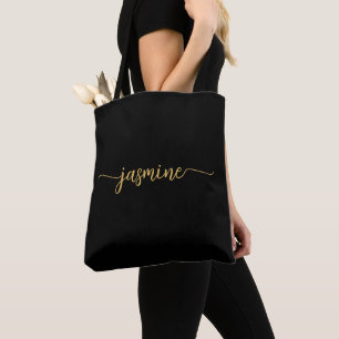 Bolso De Tela Nombre Personalizado Monograma Simple Femenino Neg