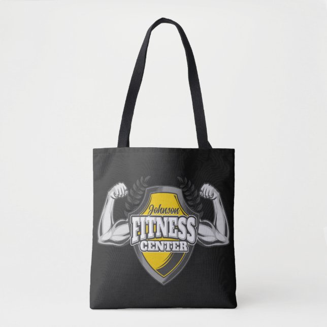 Bolso De Tela NOMBRE Personalizado Músculo entrenador de fitness (Anverso)