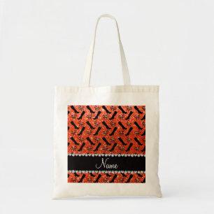 Bolso De Tela Nombre personalizado naranja neón purpurina botas