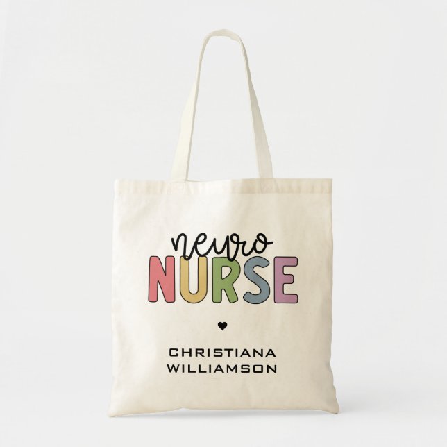 Bolso De Tela Nombre personalizado Neuro Enfermero Neurociencia  (Frente)
