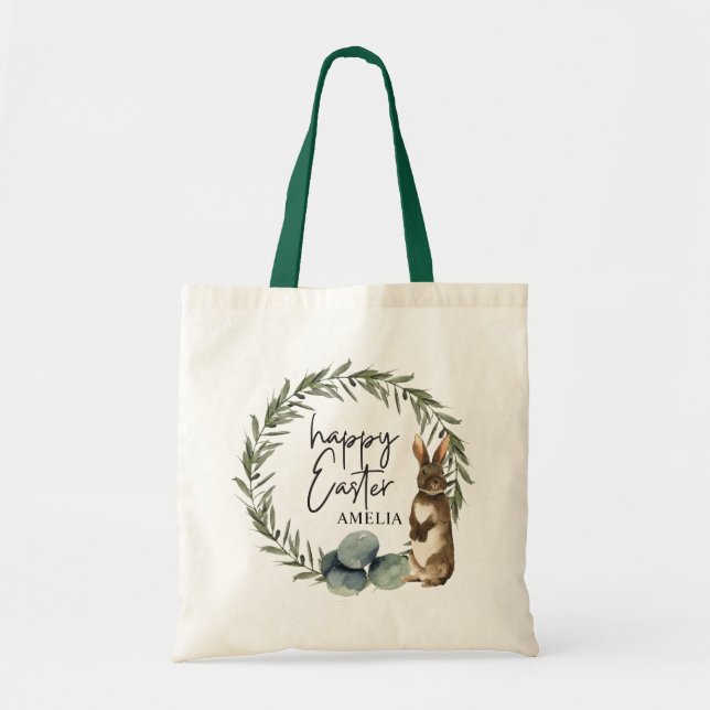 Bolso De Tela Nombre personalizado Niños acuarela Regalo de Pasc (Frente)