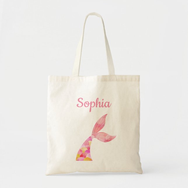 Bolso De Tela Nombre Personalizado Niños Chicas De Tiendas (Frente)