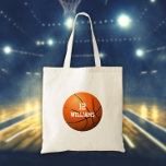 Bolso De Tela Nombre personalizado Número de baloncesto Deportes<br><div class="desc">Nombre personalizado y número de equipo regalo de baloncesto. Diseñado por Thisisnotme©</div>