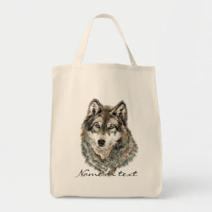 Bolso De Tela Nombre personalizado o acuarela de texto Animal