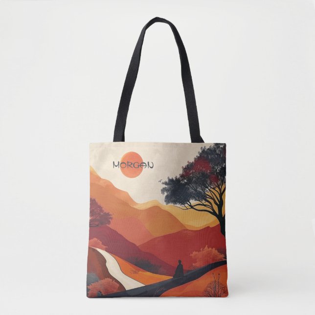 Bolso De Tela Nombre personalizado, paisaje cálido de otoño, art (Anverso)