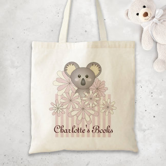 Bolso De Tela Nombre personalizado Pastel Pink Cute Baby Koala N