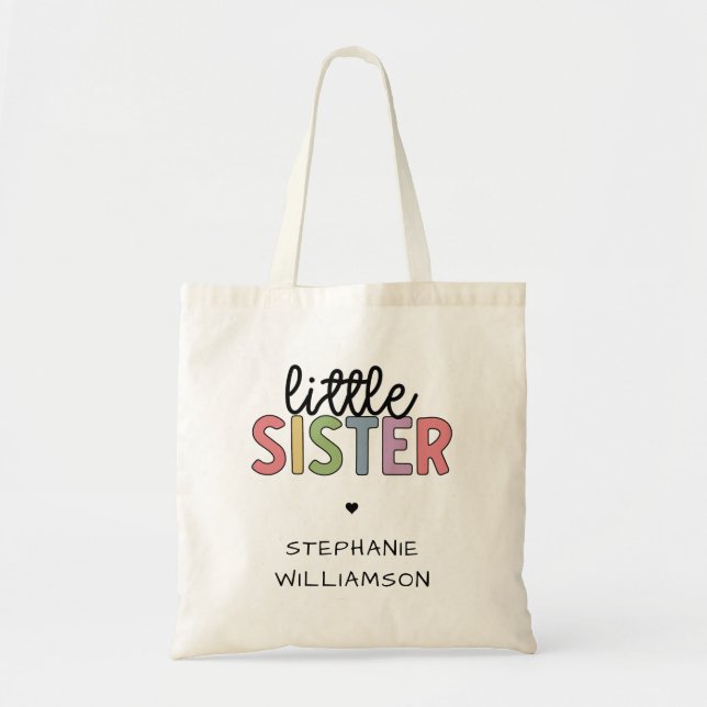 Bolso De Tela Nombre personalizado Pequeña hermana Cuta personal (Frente)