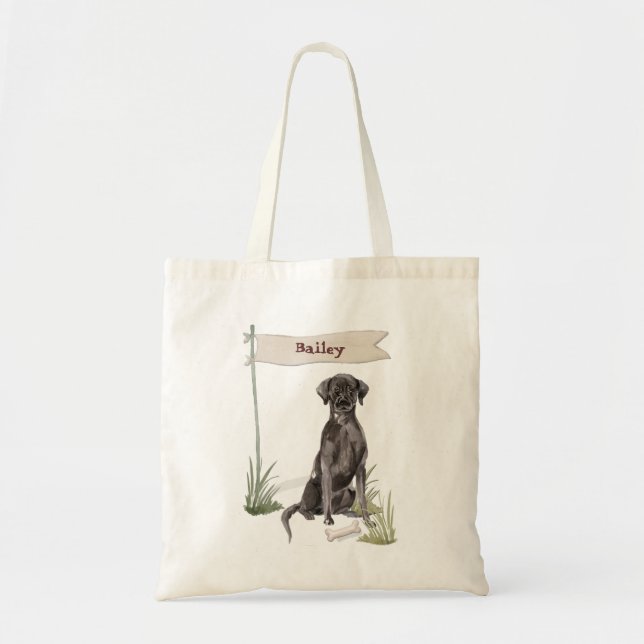 Bolso De Tela Nombre personalizado perro Mascota de Black Lab (Frente)