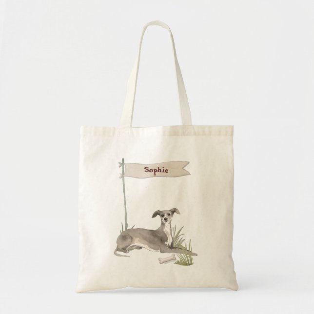 Bolso De Tela Nombre personalizado: perro Mascota de Greyhound i (Frente)