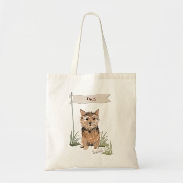 Bolso De Tela Nombre personalizado Perro Mascota Norfolk Terrier (Frente)