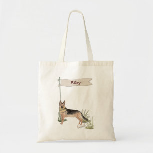 Bolso De Tela Nombre personalizado Perro Mascota pastor alemán