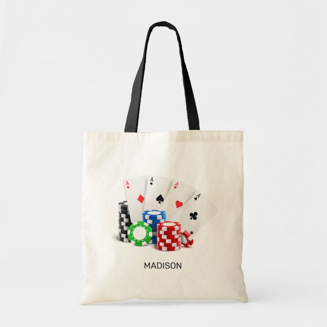 Bolso De Tela Nombre personalizado Poker / Casino (Frente)