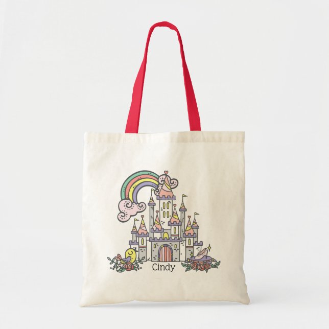 Bolso De Tela Nombre personalizado Princess Castle (Frente)