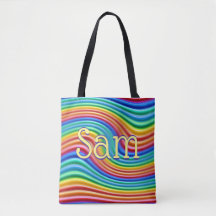 Nombre personalizado Rainbow Pride Tote Bag.