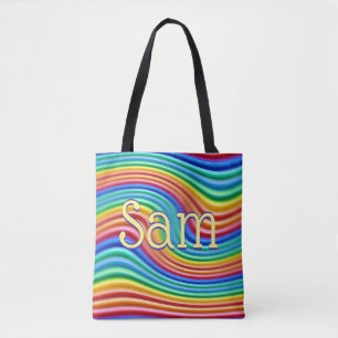 Bolso De Tela Nombre personalizado Rainbow Pride Tote Bag.