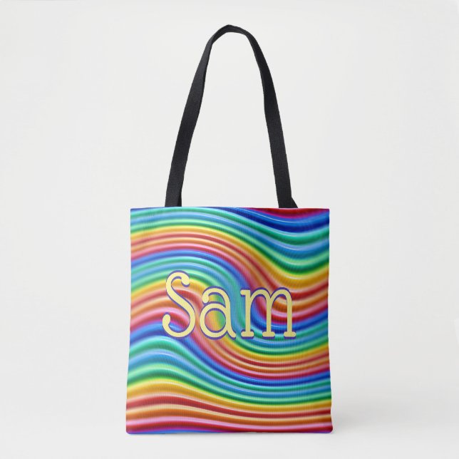 Bolso De Tela Nombre personalizado Rainbow Pride Tote Bag. (Anverso)