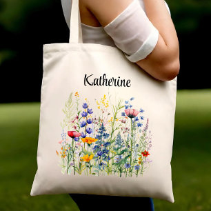 Bolso De Tela Nombre Personalizado Regalo Floral De Flor Silvest