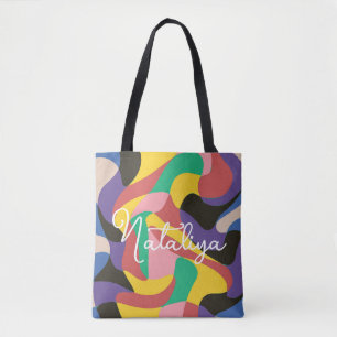 Bolso De Tela Nombre personalizado Resumen de regalo colorido de