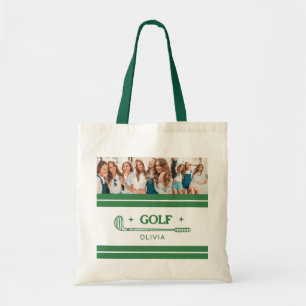 Bolso De Tela Nombre personalizado Retro Verde amante del golf