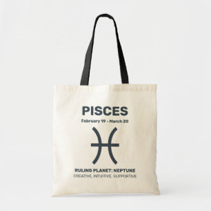 Bolso De Tela Nombre personalizado / Rótulo de texto Zodiaco Pis