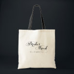 Bolso De Tela Nombre personalizado Script Bridesmaid Tote Bag<br><div class="desc">Moda y diseño elegante impreso Nombre personalizado Script Bridesmaid Tote Bag que se puede personalizar con el texto. Haga clic en el botón "Personalizar" y utilice nuestra herramienta de diseño para modificar esta plantilla. Visita la tienda de Diseño de Arte Gráfico para ver otros productos que coincidan con este diseño....</div>