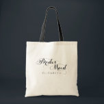 Bolso De Tela Nombre personalizado Script Bridesmaid Tote Bag<br><div class="desc">Moda y diseño elegante impreso Nombre personalizado Script Bridesmaid Tote Bag que se puede personalizar con el texto. Haga clic en el botón "Personalizar" y utilice nuestra herramienta de diseño para modificar esta plantilla. Visita la tienda de Diseño de Arte Gráfico para ver otros productos que coincidan con este diseño....</div>
