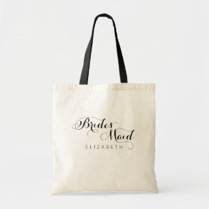 Bolso De Tela Nombre personalizado Script Bridesmaid Tote Bag