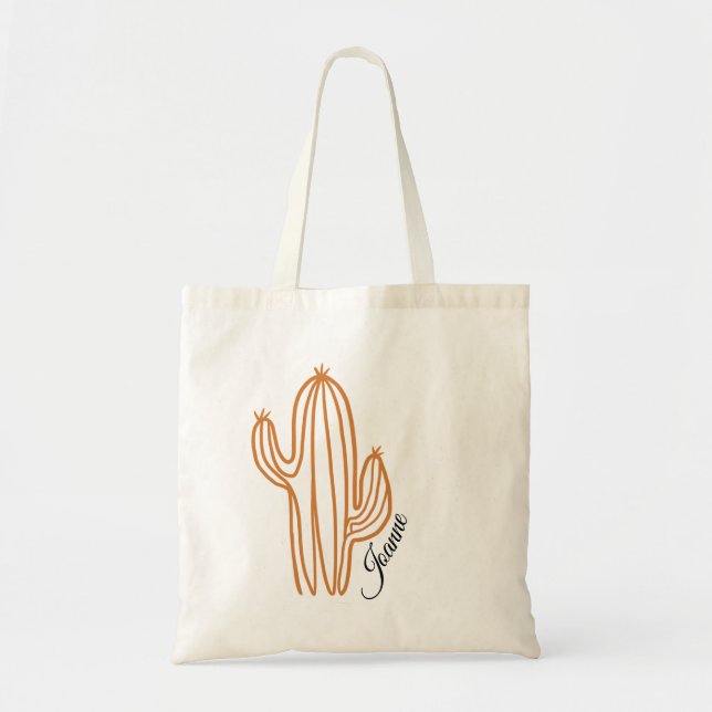 Bolso De Tela Nombre personalizado simple del desierto de Cactus (Frente)