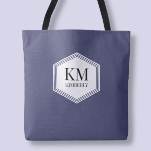 Bolso De Tela Nombre personalizado simple elegante moderno azul 
