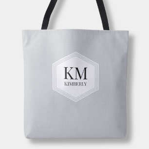 Bolso De Tela Nombre personalizado simple elegante moderno gris 