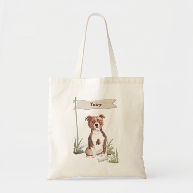 Bolso De Tela Nombre personalizado Staffordshire Bull Terrier Ma (Frente)