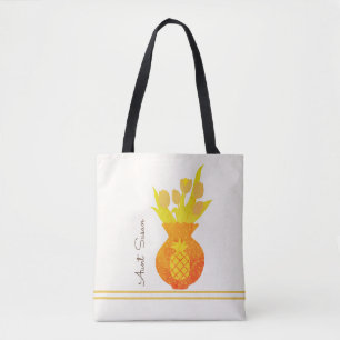 Bolso De Tela Nombre personalizado Tía Piña Tulipán Floral Moder
