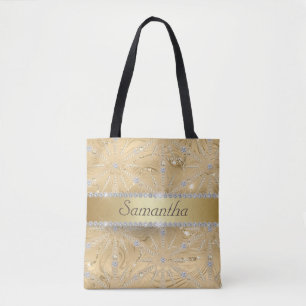 Bolso De Tela Nombre personalizado Tote de diamantes de paracaíd