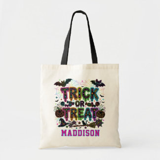Bolso De Tela Nombre personalizado Truco o trato Niños Halloween