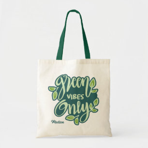 Bolso De Tela Nombre personalizado Vibes verdes