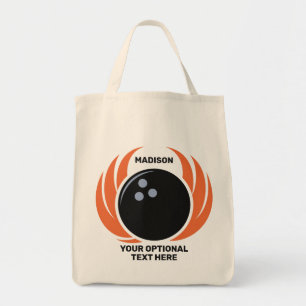 Bolso De Tela Nombre personalizado y bola de bolos de texto con