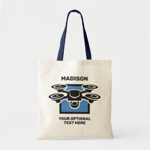 Bolso De Tela Nombre personalizado y Drone de texto