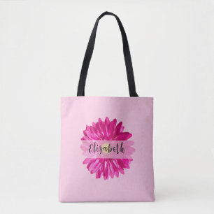 Bolso De Tela Nombre personalizado y monograma de la margarita r
