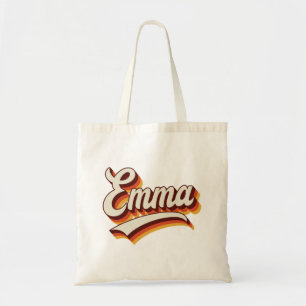 Bolso De Tela Nombre Retro Emma Diseño Vintage Años 70