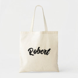 Bolso De Tela Nombre Robert Negro Con Sombra Paralela,