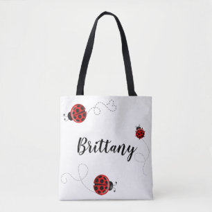 Bolso De Tela Nombre rojo de los escarabajos del insecto del