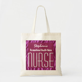 Bolso De Tela Nombre rosado del personalizado de la enfermera de