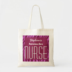 Bolso De Tela Nombre rosado del personalizado de la enfermera de