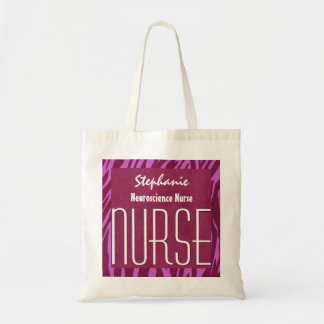 Bolso De Tela Nombre rosado del personalizado de la enfermera de