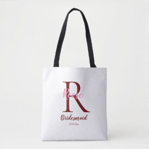 Bolso De Tela nombre simple de monograma personalizado fecha de